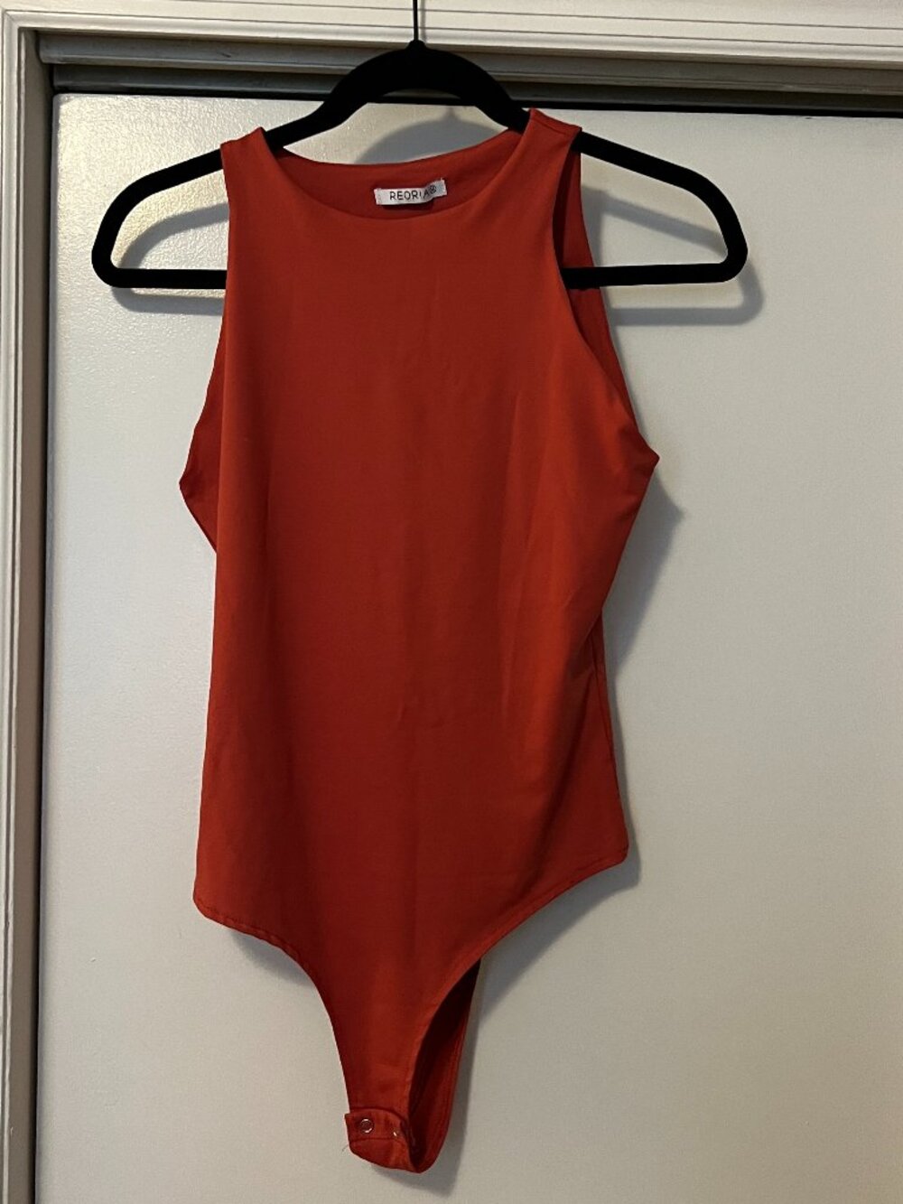 Reoria Red High Neck Double Lined Bodysuit